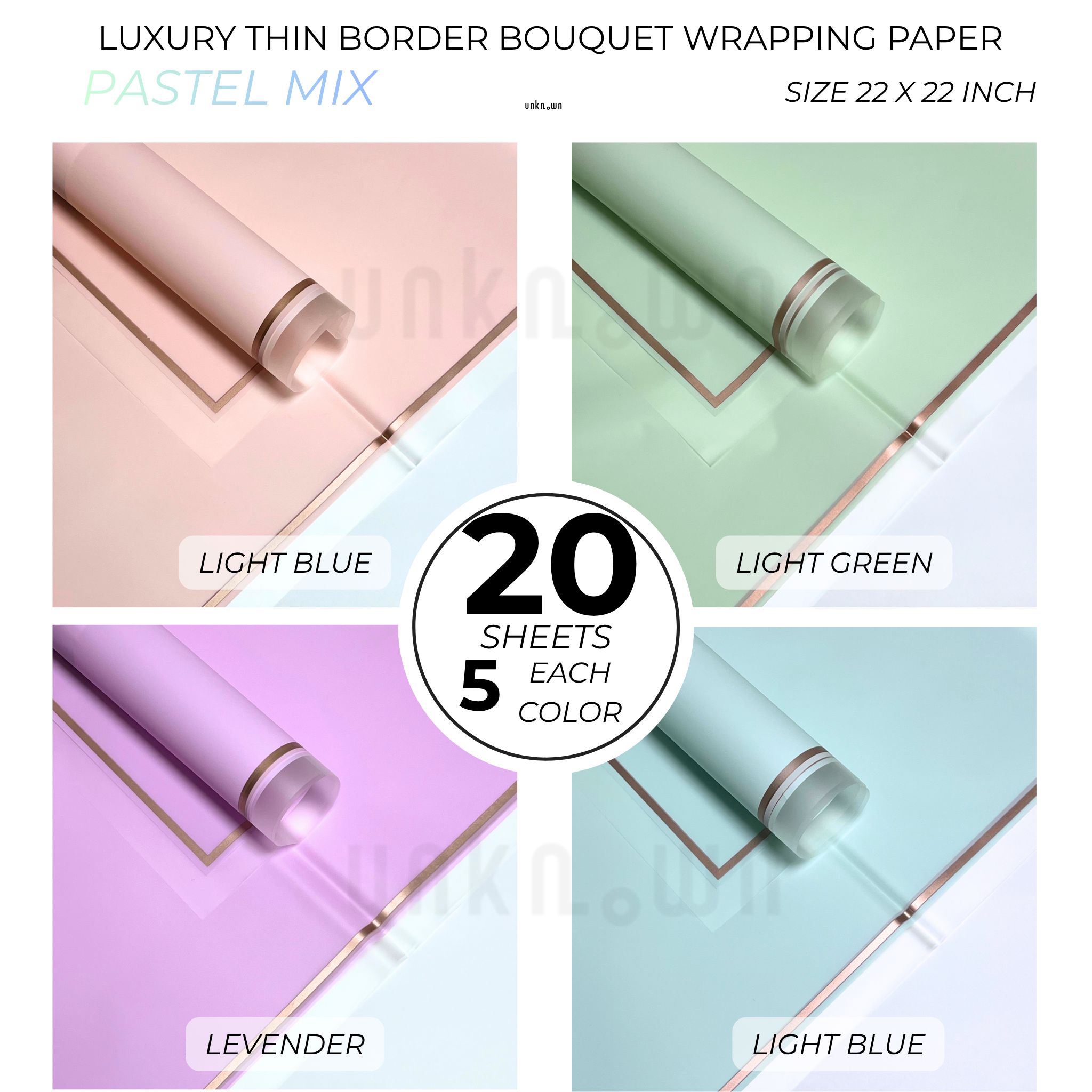 Luxury Thin Border Bouquet Wrapping Paper Pack of 20 Sheets | Premium Translucent Flower Wrapping Paper | Waterproof Florist Bouquet Gift Wrap