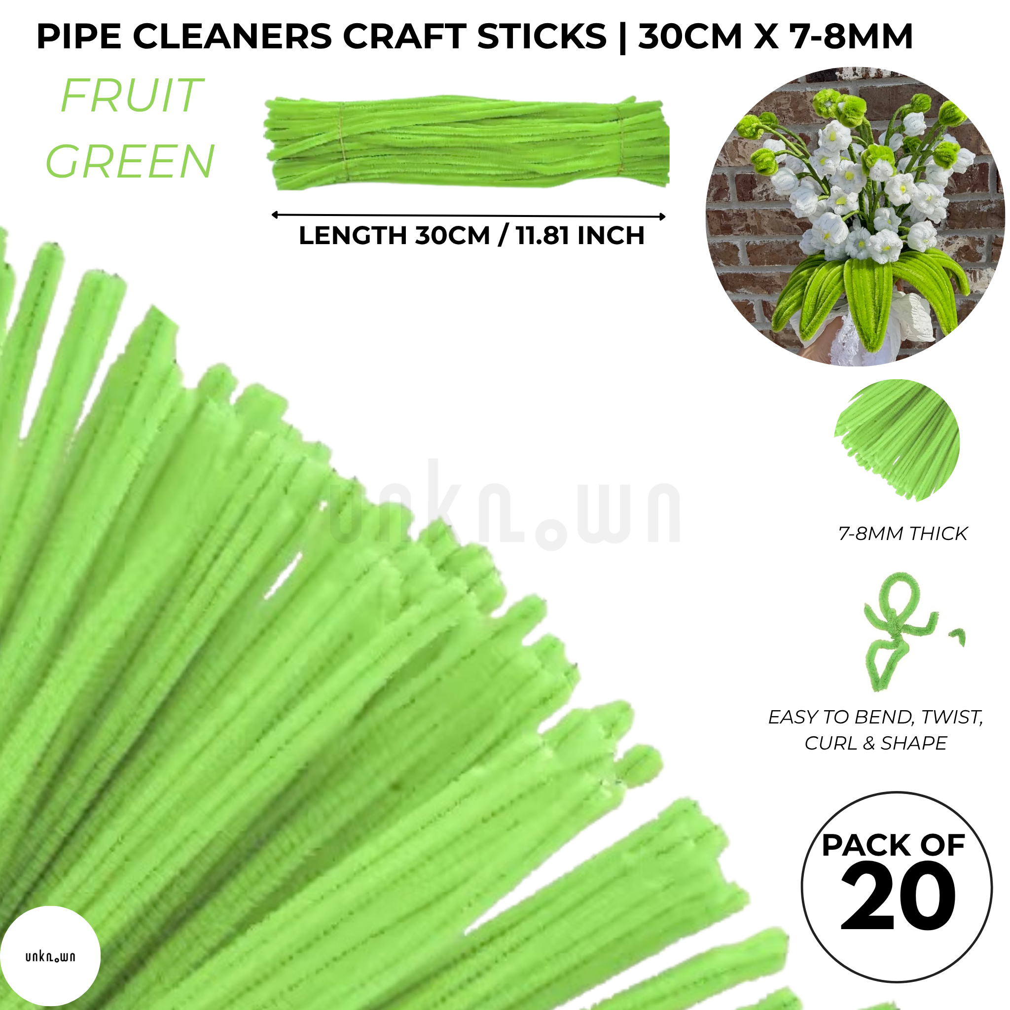 Velvet Pipe Cleaners Craft Sticks (20 Pcs) – 30cm Chenille Stems for DIY Crafts, Pipe Cleaner Flowers, Kids Art, School Projects & Bouquet Making