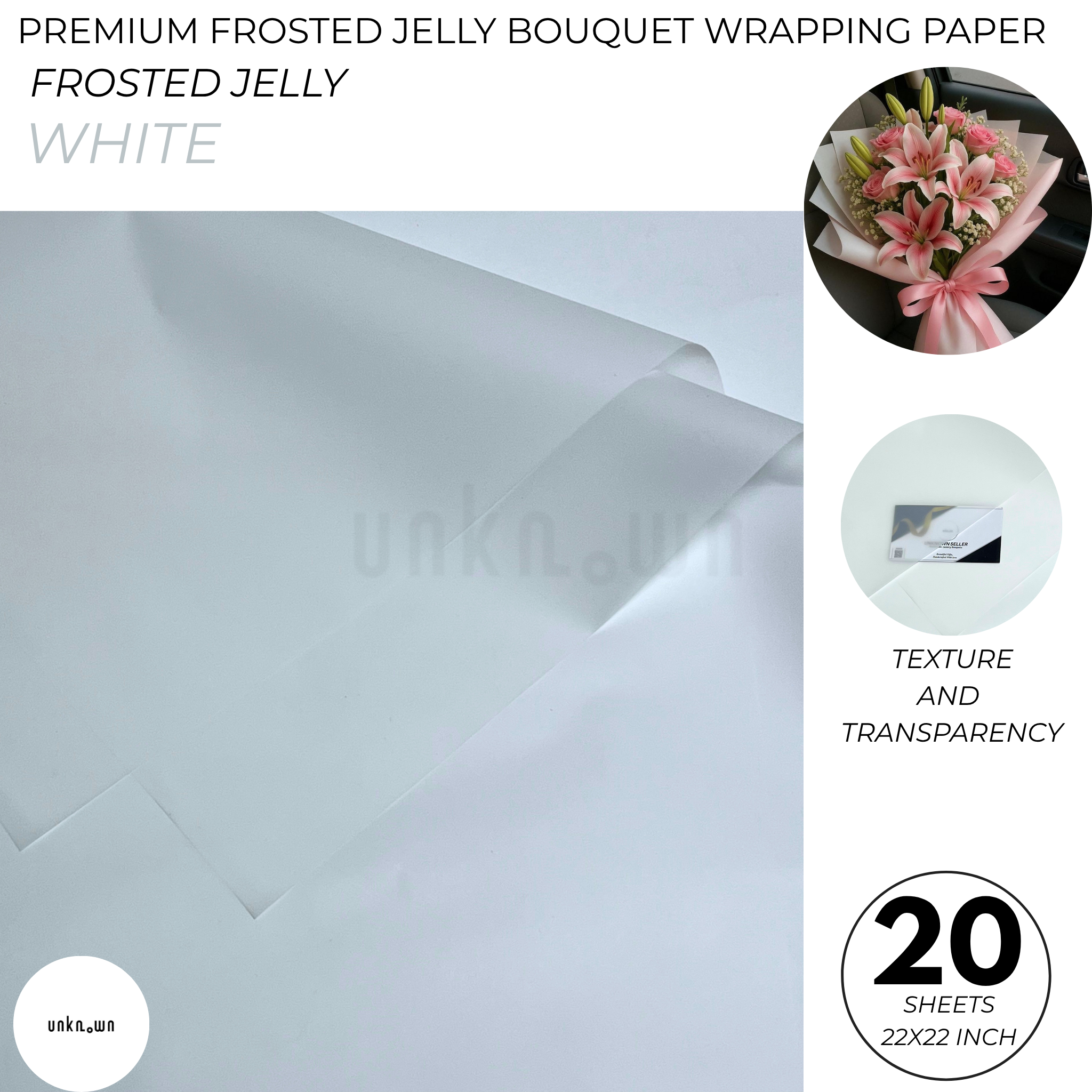 Premium Frosted Jelly Bouquet Wrapping Paper – Translucent Korean Flower Wrapping Sheets for Fresh Flowers, Florist Bouquets & Floral Packaging