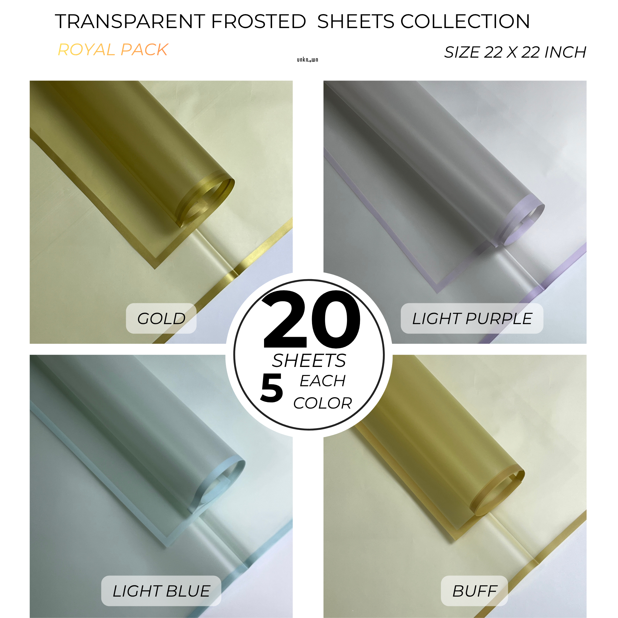 Premium Transparent Frosted Bouquet Wrapping Sheets with Colored Border (20 Sheets Pack) | Flower & Gift Wrapping Paper