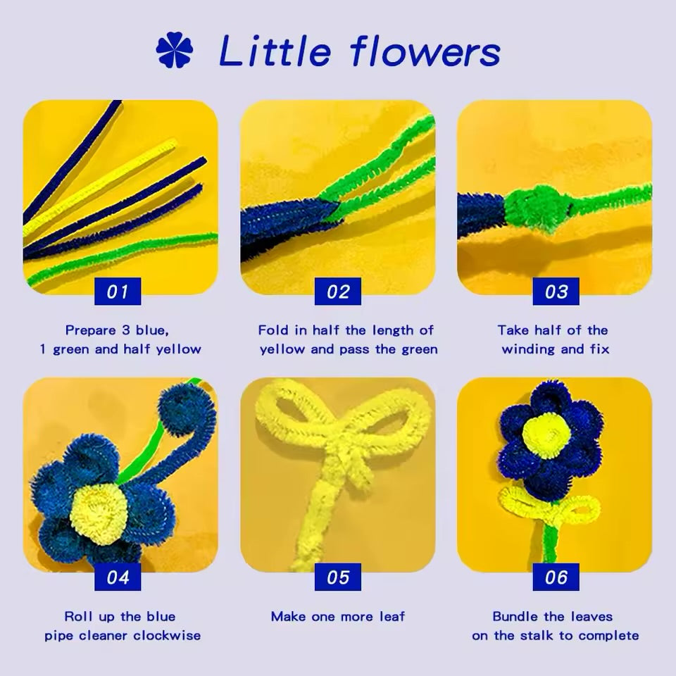 Pipe Cleaners Craft Sticks 100 Pcs (2 Color Mix) | Velvet Pipe Cleaner Chenille Stems 30cm (50+50) for DIY Crafts, Handmade Flowers, Bouquet Decoration & School Projects