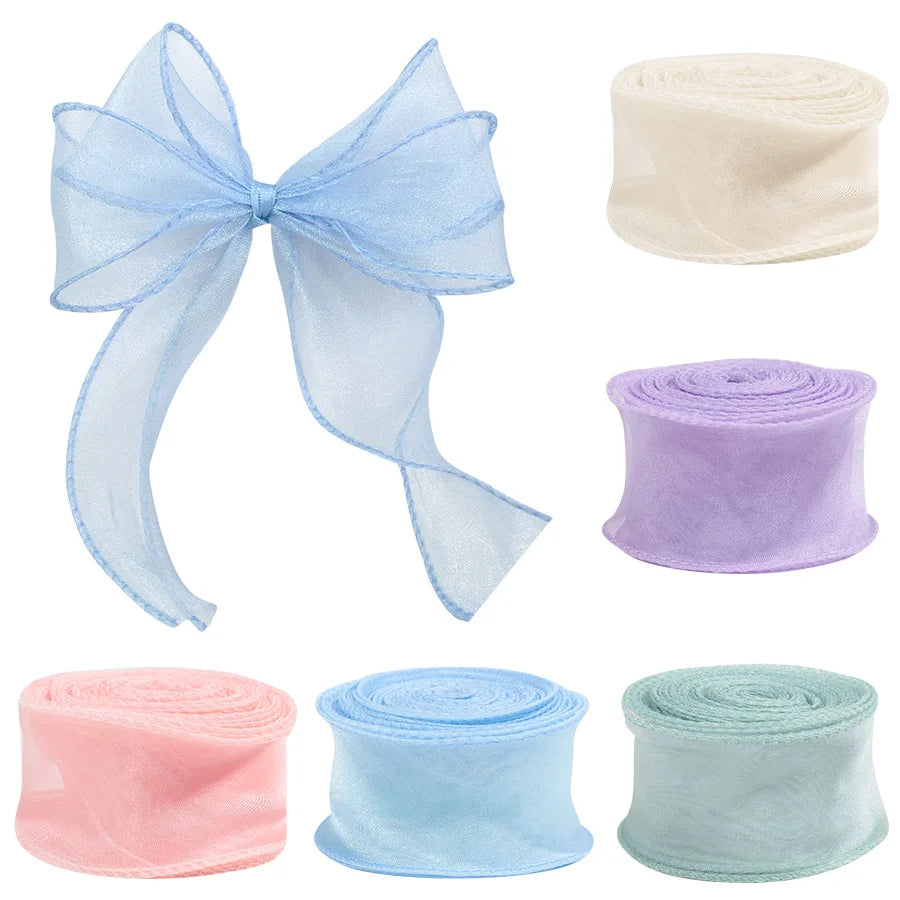 Premium Sheer Chiffon Ribbon Roll – 1.6 Inch (4 CM) x 10 Yards | Soft Organza Ribbon for Bouquet Wrapping, Gift Packing, Florist, DIY Crafts & Decorations