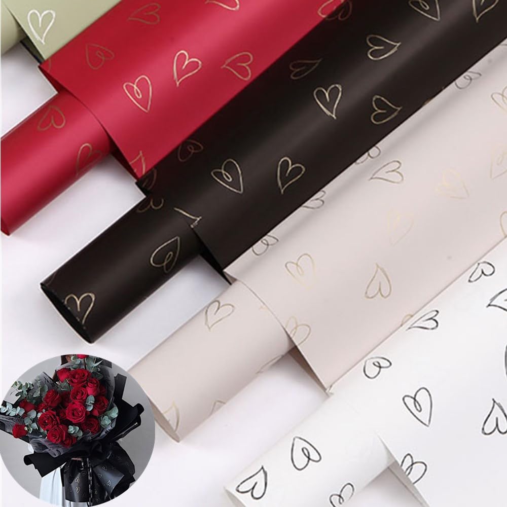 Premium Golden Hollow Heart Bouquet Wrapping Sheets – Luxury Floral & Gift Wrapping Paper (Pack of 20 Sheets)