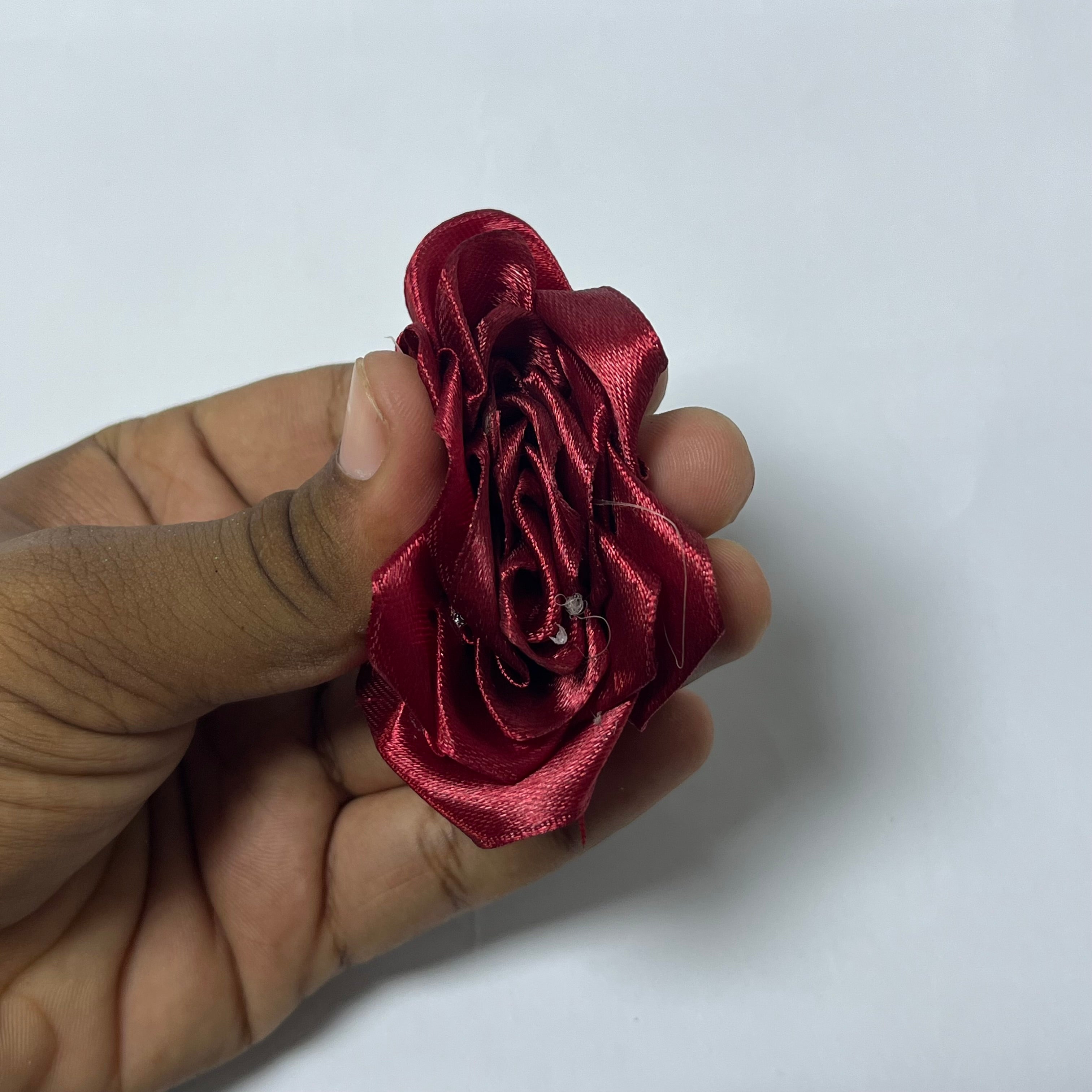 Handmade Satin Ribbon Rose – 6.5cm Decorative Artificial Flower | Premium Craft Flower
