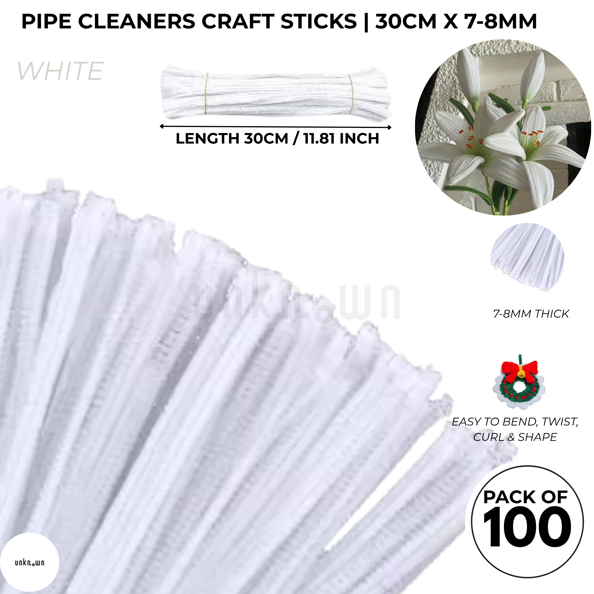 Premium Pipe Cleaner Sticks 100 Pcs | Velvet Pipe (Chenille Stems) for DIY Crafts, Handmade Flowers, School Art & Bouquet Making