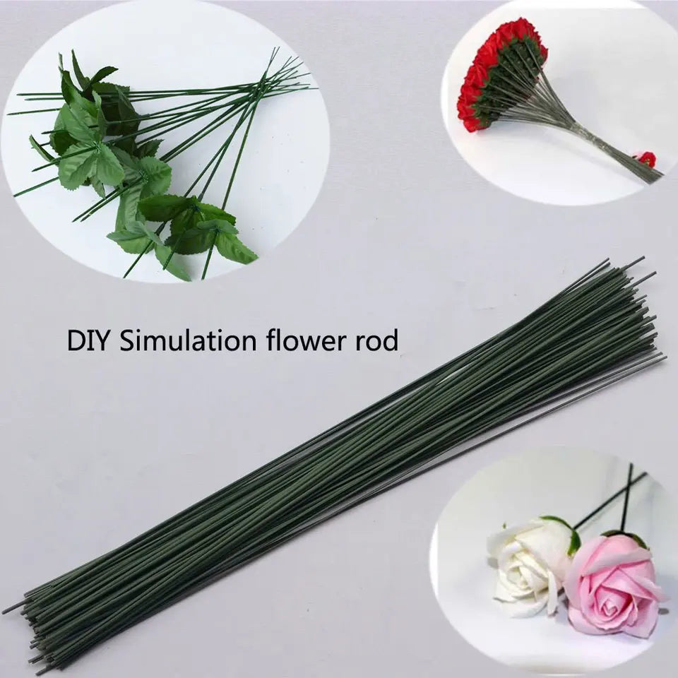 2mm Green Floral Stem Wire Sticks – 12 Inch / 30 CM Florist Wire for Artificial Flowers, Bouquet Making, Floral Crafts & DIY | Pack of 5, 15 & 25