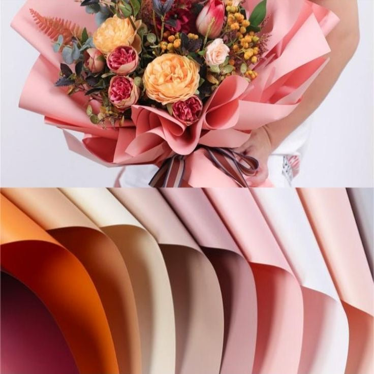 Premium Solid Color Bouquet Wrapping Paper – Luxury Matte Floral Wrapping Sheets for Fresh Flower Bouquets | Pack of 5 Sheets