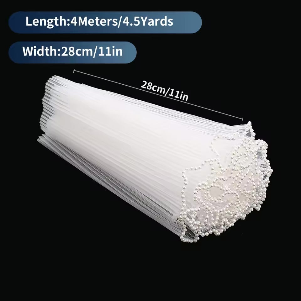 Pearl Edge Mesh Bouquet Wrapping Paper Roll – Korean Flower Wrapping Net Sheet | Wave Mesh Floral Wrap for Bouquets, Gifts & Decorations