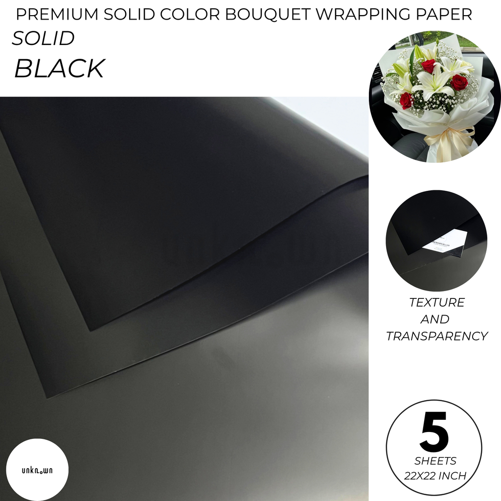 Premium Solid Color Bouquet Wrapping Paper – Luxury Matte Floral Wrapping Sheets for Fresh Flower Bouquets | Pack of 5 Sheets