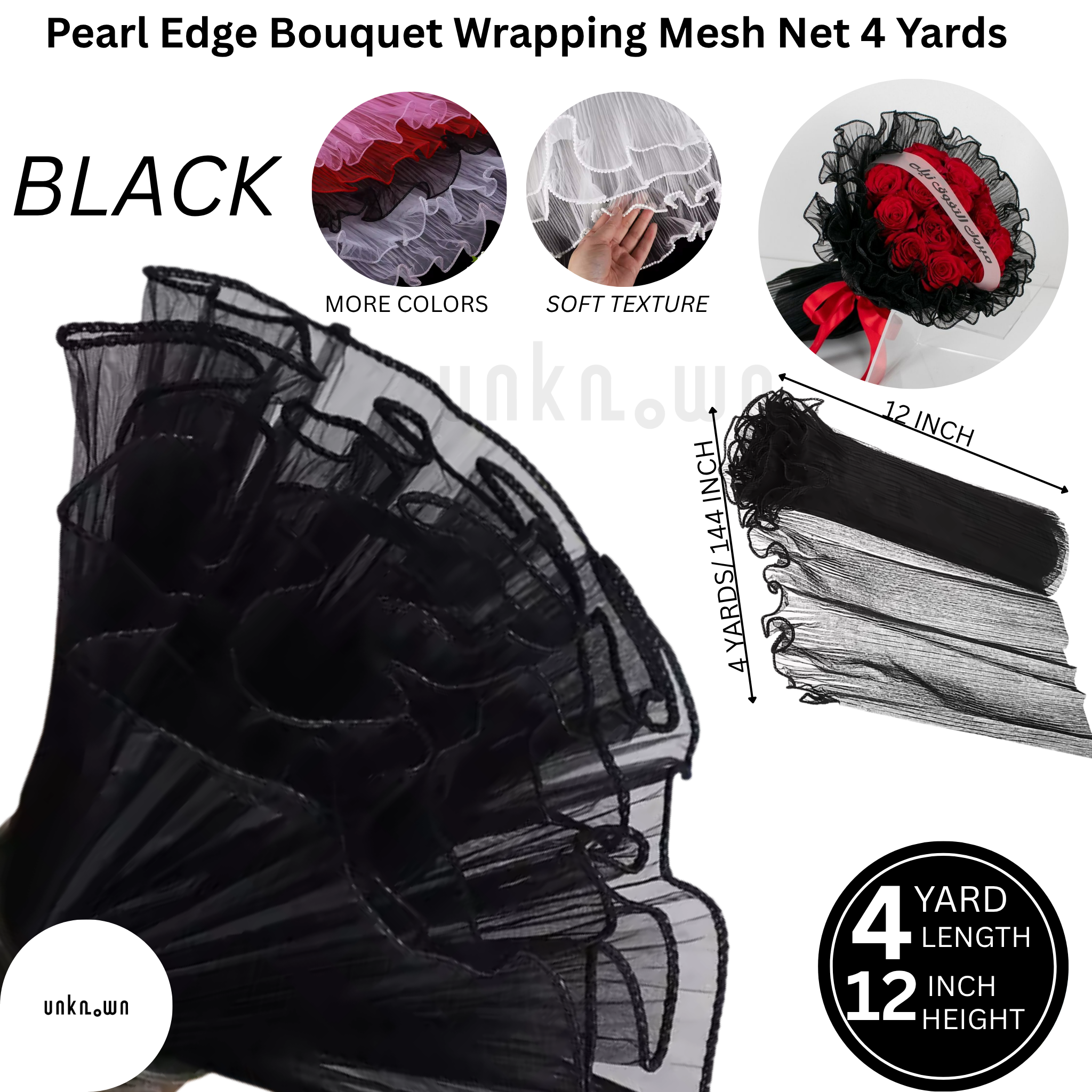 Pearl Edge Mesh Bouquet Wrapping Paper Roll – Korean Flower Wrapping Net Sheet | Wave Mesh Floral Wrap for Bouquets, Gifts & Decorations