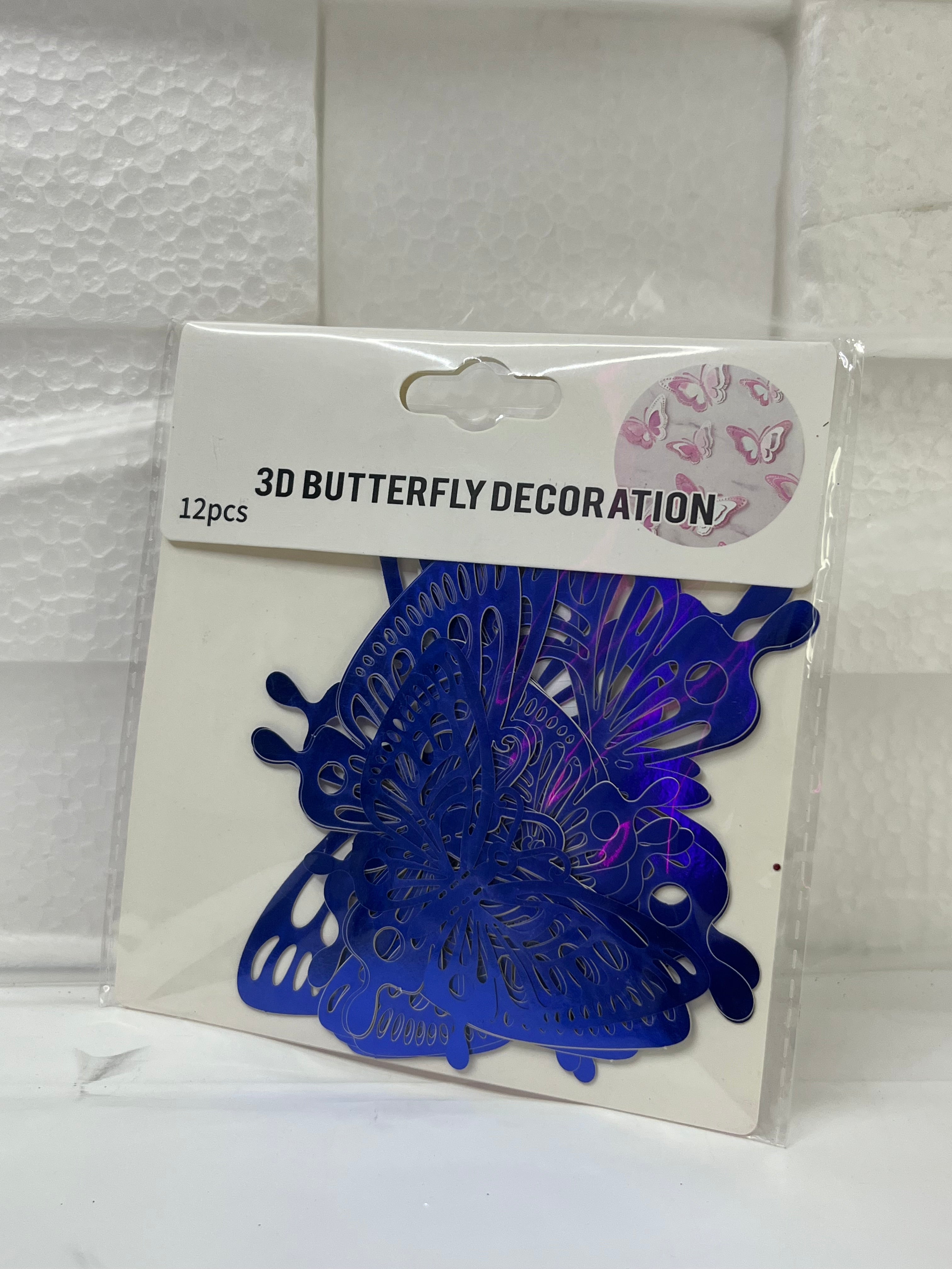 3D Acrylic Metallic Butterflies Wall & Bouquet Decoration (12 Pieces)