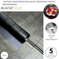 Premium Vintage Newspaper Bouquet Wrapping Paper – Floral Gift Wrap Sheets for Fresh Flowers, Florist Bouquet Packaging | Pack of 5 Sheets