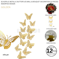 3D Acrylic Metallic Butterflies Wall & Bouquet Decoration (12 Pieces)