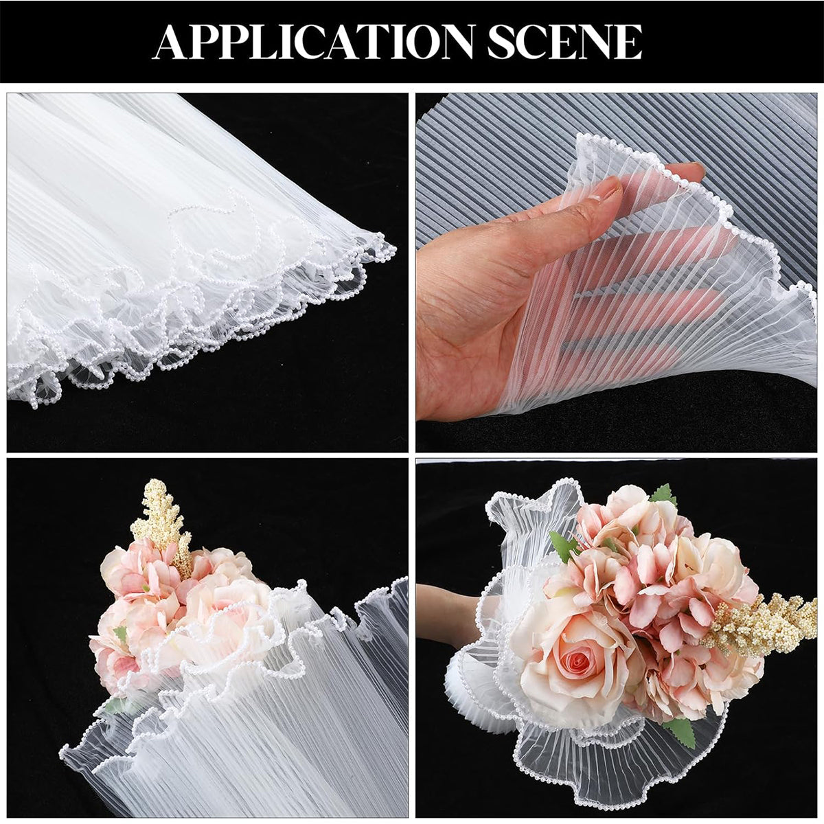 Pearl Edge Mesh Bouquet Wrapping Paper Roll – Korean Flower Wrapping Net Sheet | Wave Mesh Floral Wrap for Bouquets, Gifts & Decorations