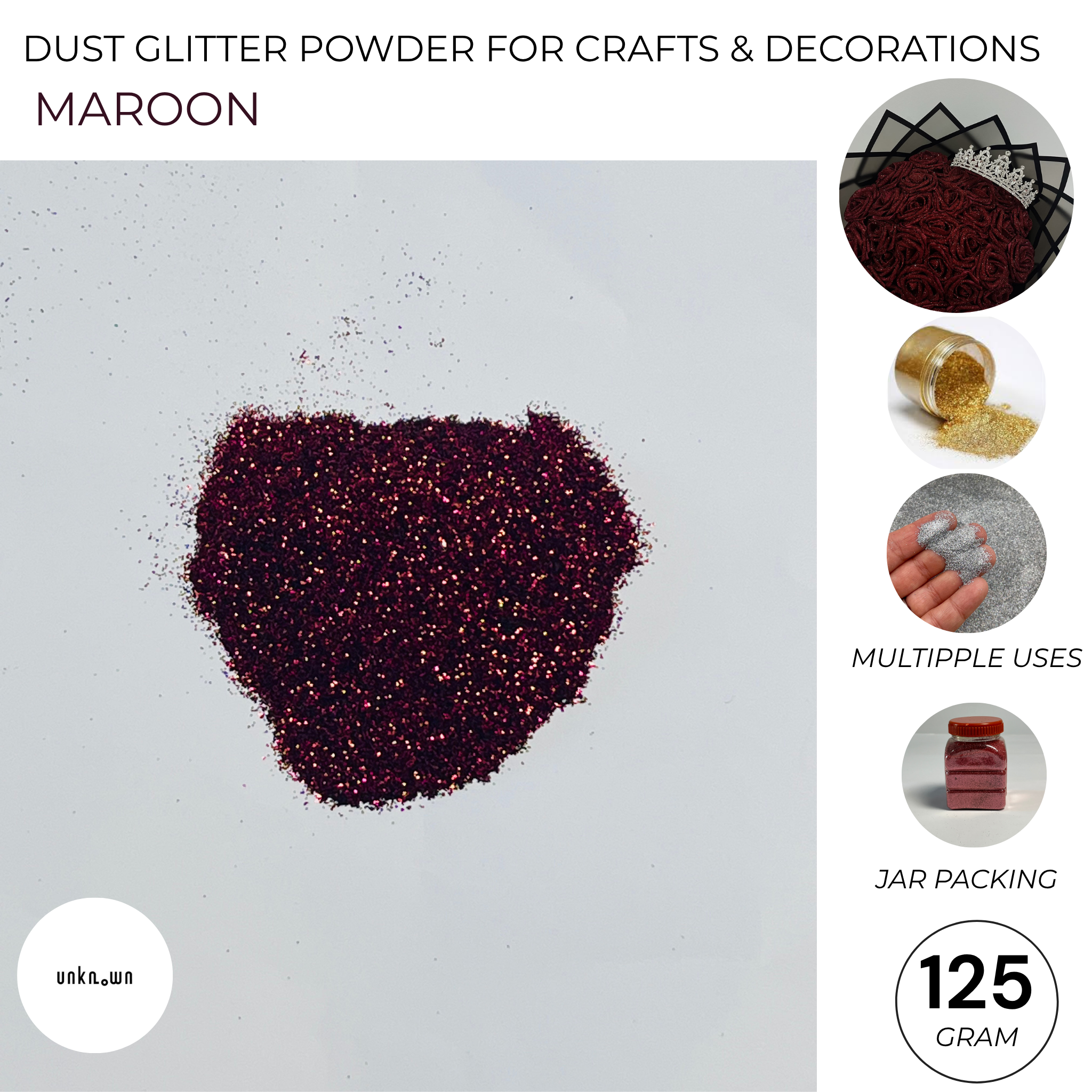 Premium Dust Glitter Powder for Crafts & Decorations (125g Jar Pack)
