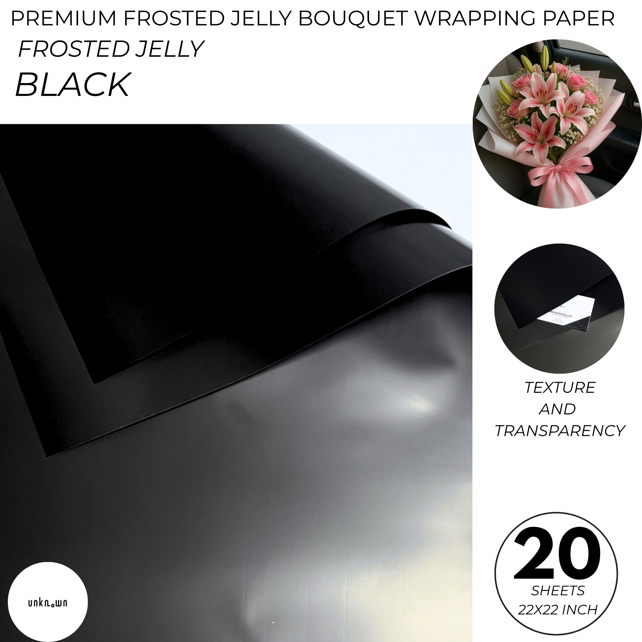 Premium Frosted Jelly Bouquet Wrapping Paper – Translucent Korean Flower Wrapping Sheets for Fresh Flowers, Florist Bouquets & Floral Packaging