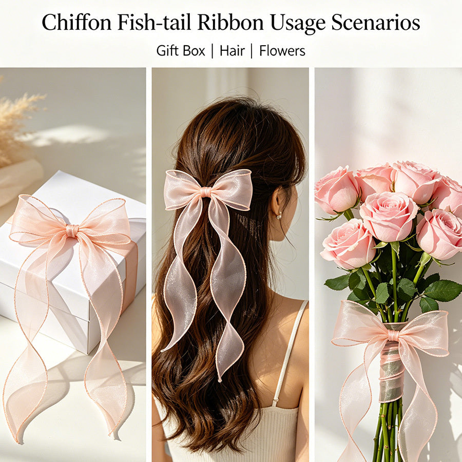Premium Sheer Chiffon Ribbon Roll – 1.6 Inch (4 CM) x 10 Yards | Soft Organza Ribbon for Bouquet Wrapping, Gift Packing, Florist, DIY Crafts & Decorations