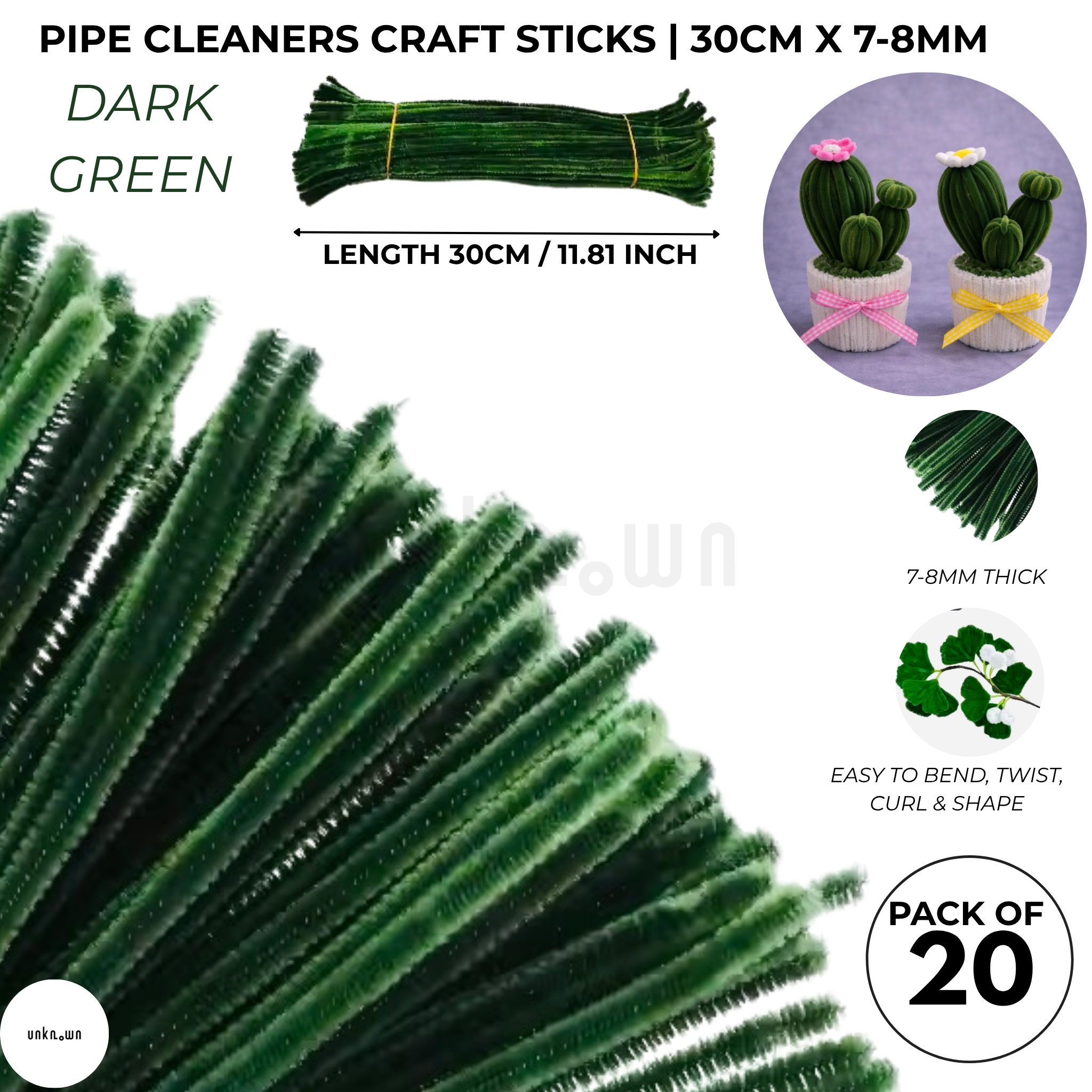 Velvet Pipe Cleaners Craft Sticks (20 Pcs) – 30cm Chenille Stems for DIY Crafts, Pipe Cleaner Flowers, Kids Art, School Projects & Bouquet Making