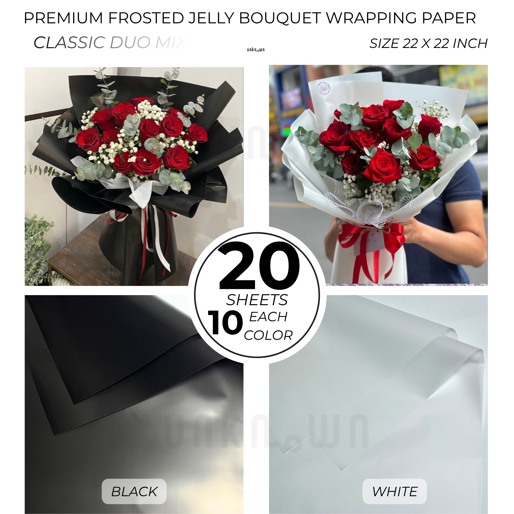 Premium Frosted Jelly Bouquet Wrapping Paper – Translucent Korean Flower Wrapping Sheets for Fresh Flowers, Florist Bouquets & Floral Packaging