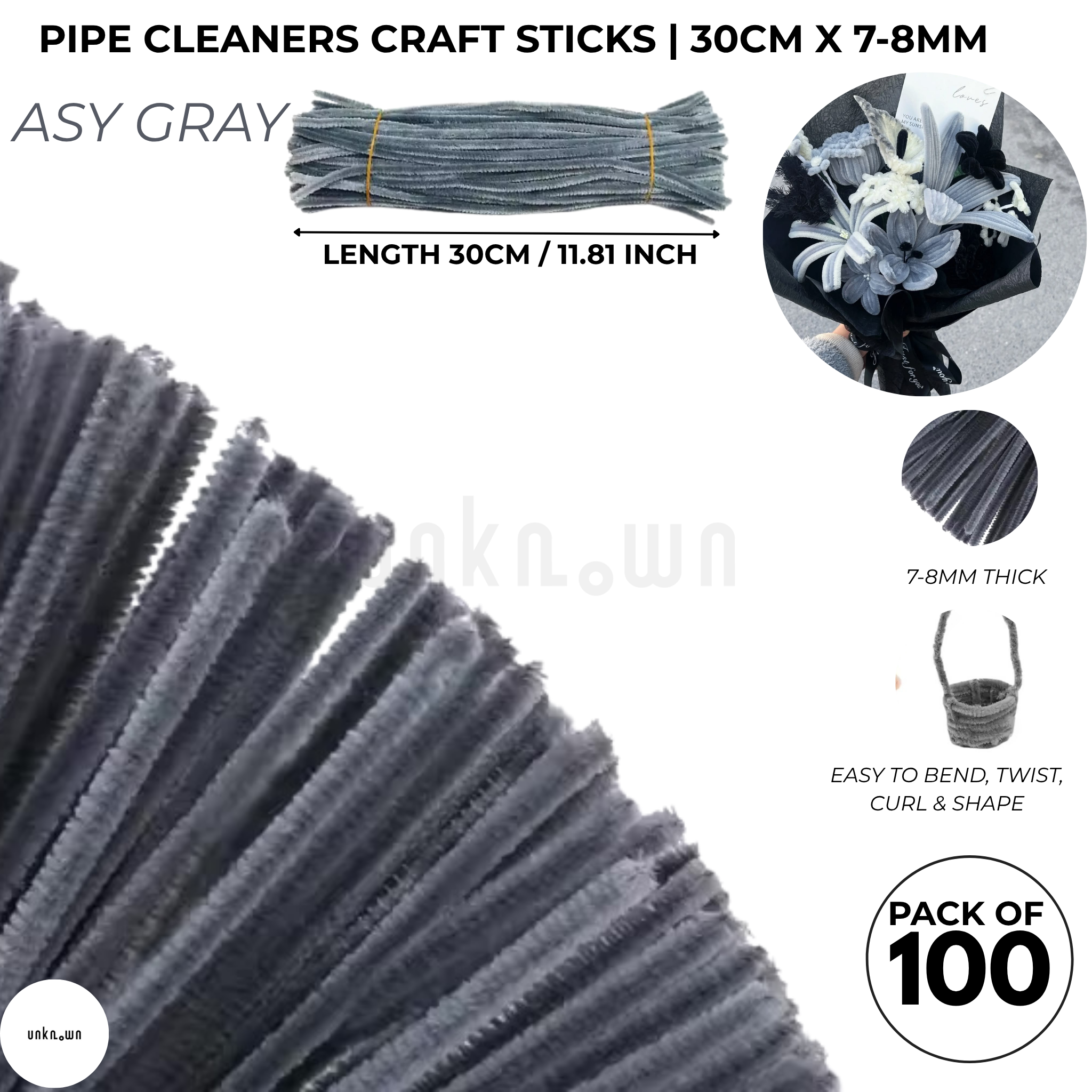 Premium Pipe Cleaner Sticks 100 Pcs | Velvet Pipe (Chenille Stems) for DIY Crafts, Handmade Flowers, School Art & Bouquet Making