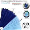 Pipe Cleaners Craft Sticks 100 Pcs (2 Color Mix) | Velvet Pipe Cleaner Chenille Stems 30cm (50+50) for DIY Crafts, Handmade Flowers, Bouquet Decoration & School Projects