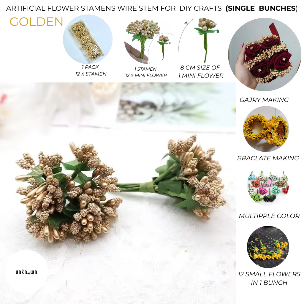 Artificial Flower Stamens Wire Stem for Bouquets & DIY Crafts (Single Bunch)