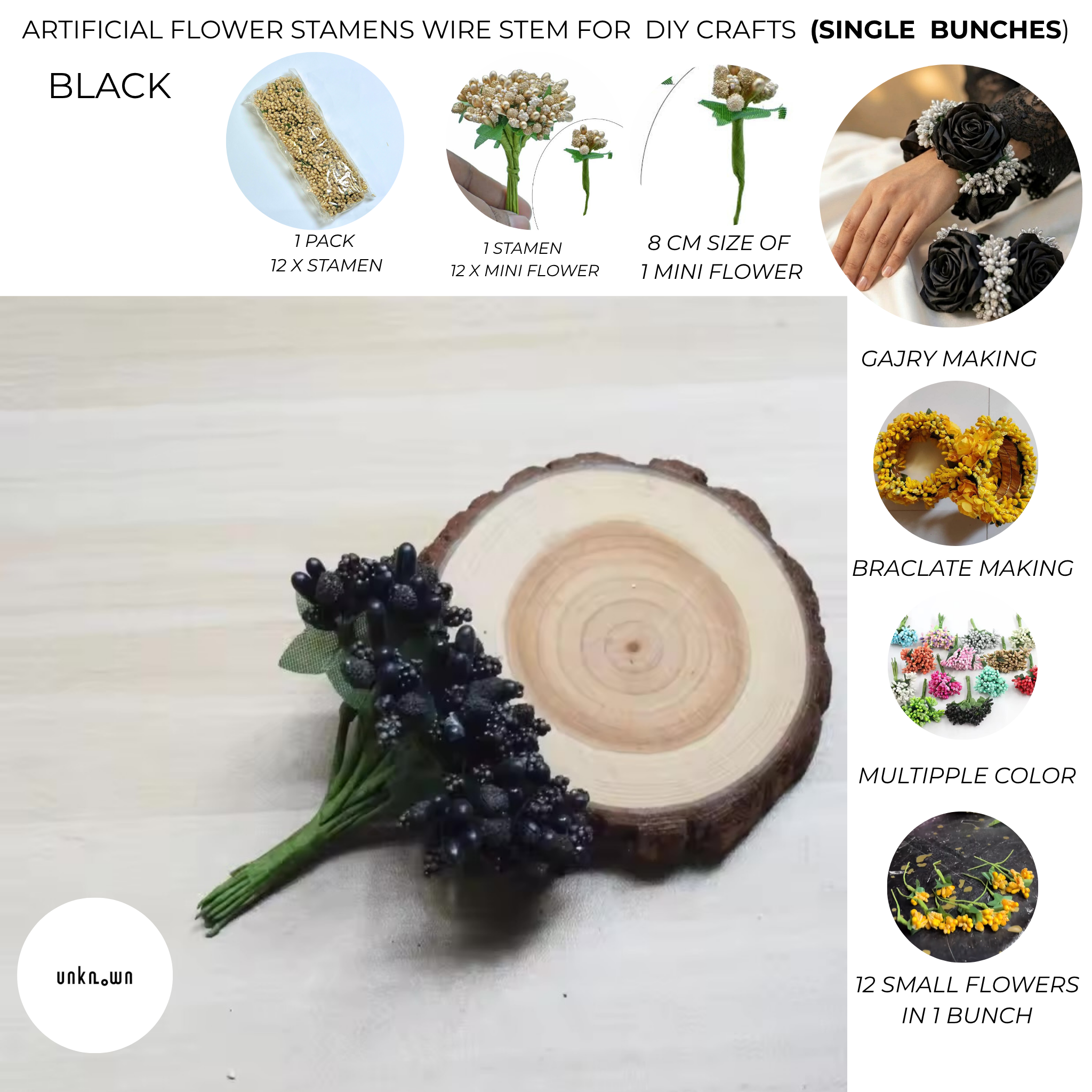 Artificial Flower Stamens Wire Stem for Bouquets & DIY Crafts (Single Bunch)