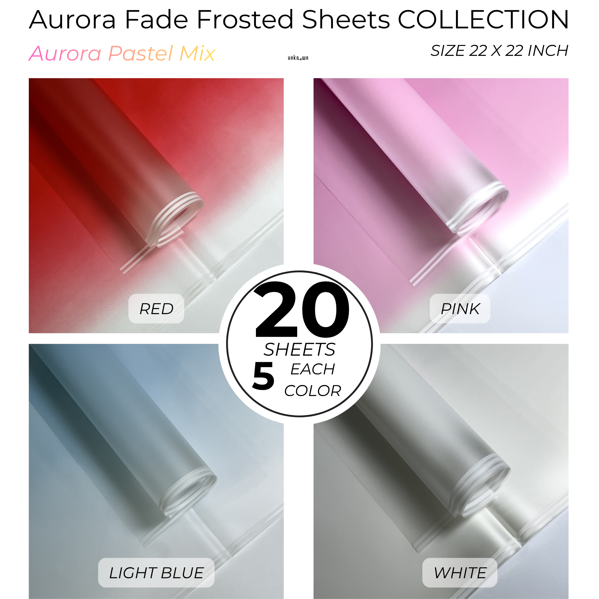 Aurora Fade Frosted Bouquet Wrapping Sheets – Premium Gradient Translucent Floral Wrapping Paper (20 Sheets)