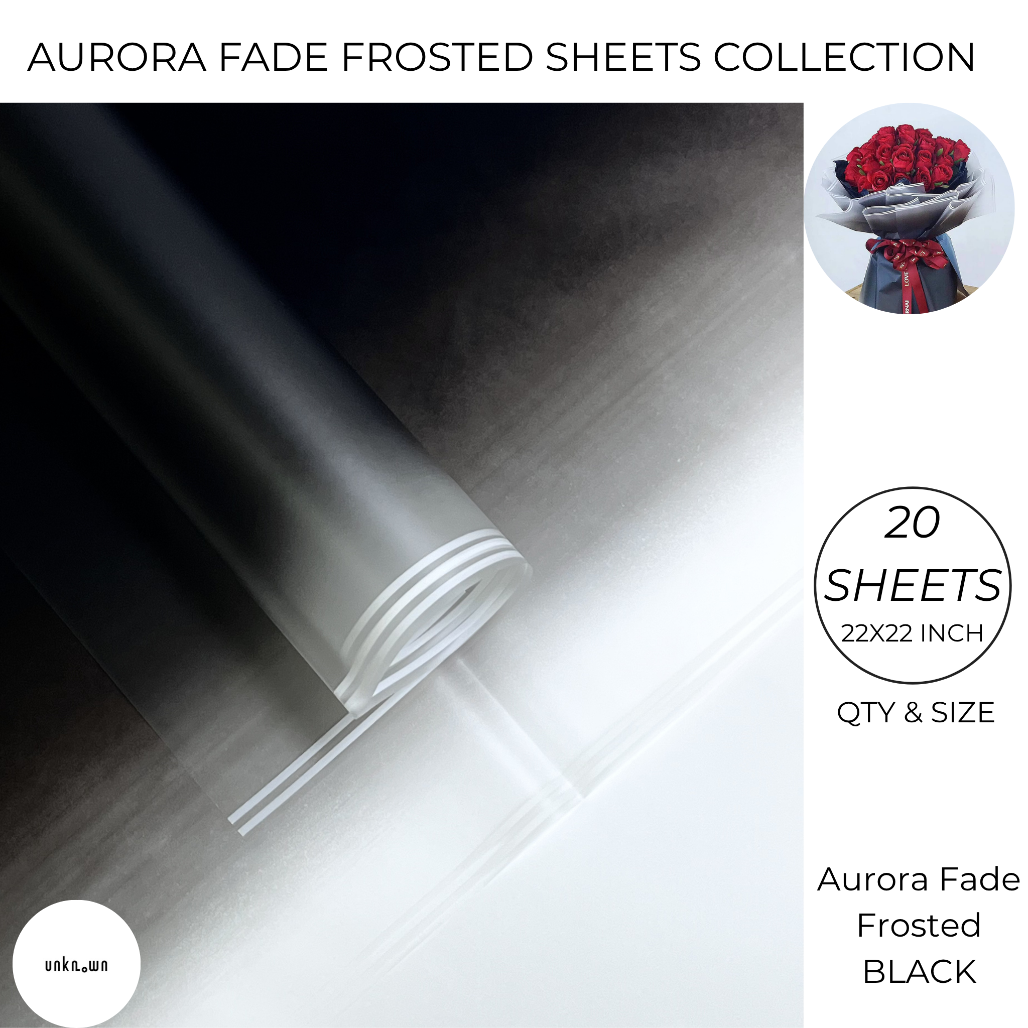 Aurora Fade Frosted Bouquet Wrapping Sheets – Premium Gradient Translucent Floral Wrapping Paper (20 Sheets)
