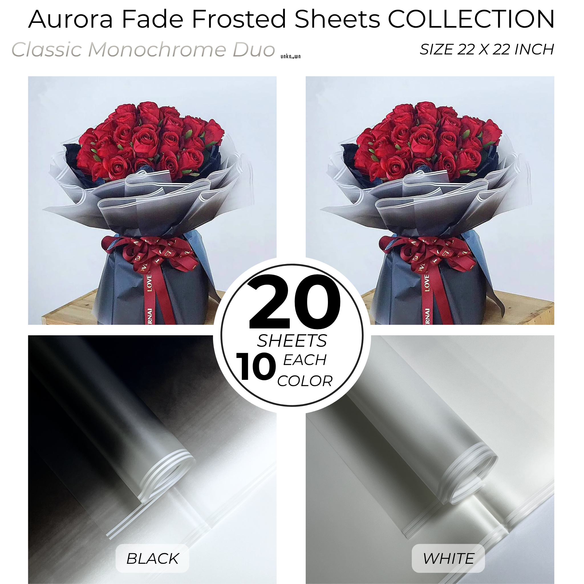 Aurora Fade Frosted Bouquet Wrapping Sheets – Premium Gradient Translucent Floral Wrapping Paper (20 Sheets)