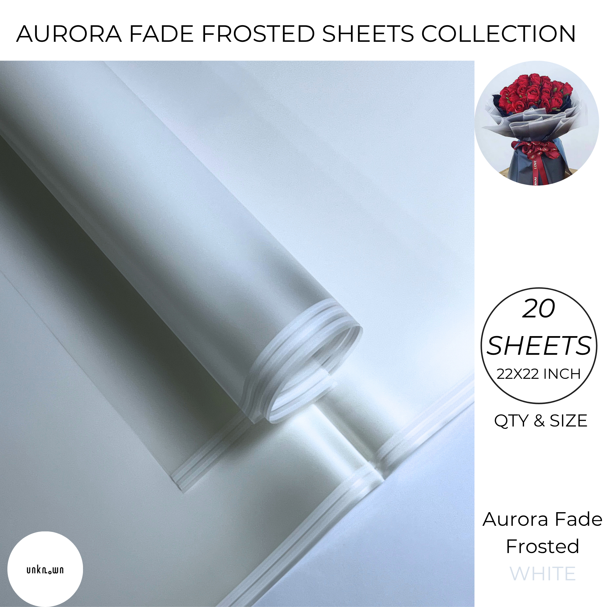 Aurora Fade Frosted Bouquet Wrapping Sheets – Premium Gradient Translucent Floral Wrapping Paper (20 Sheets)