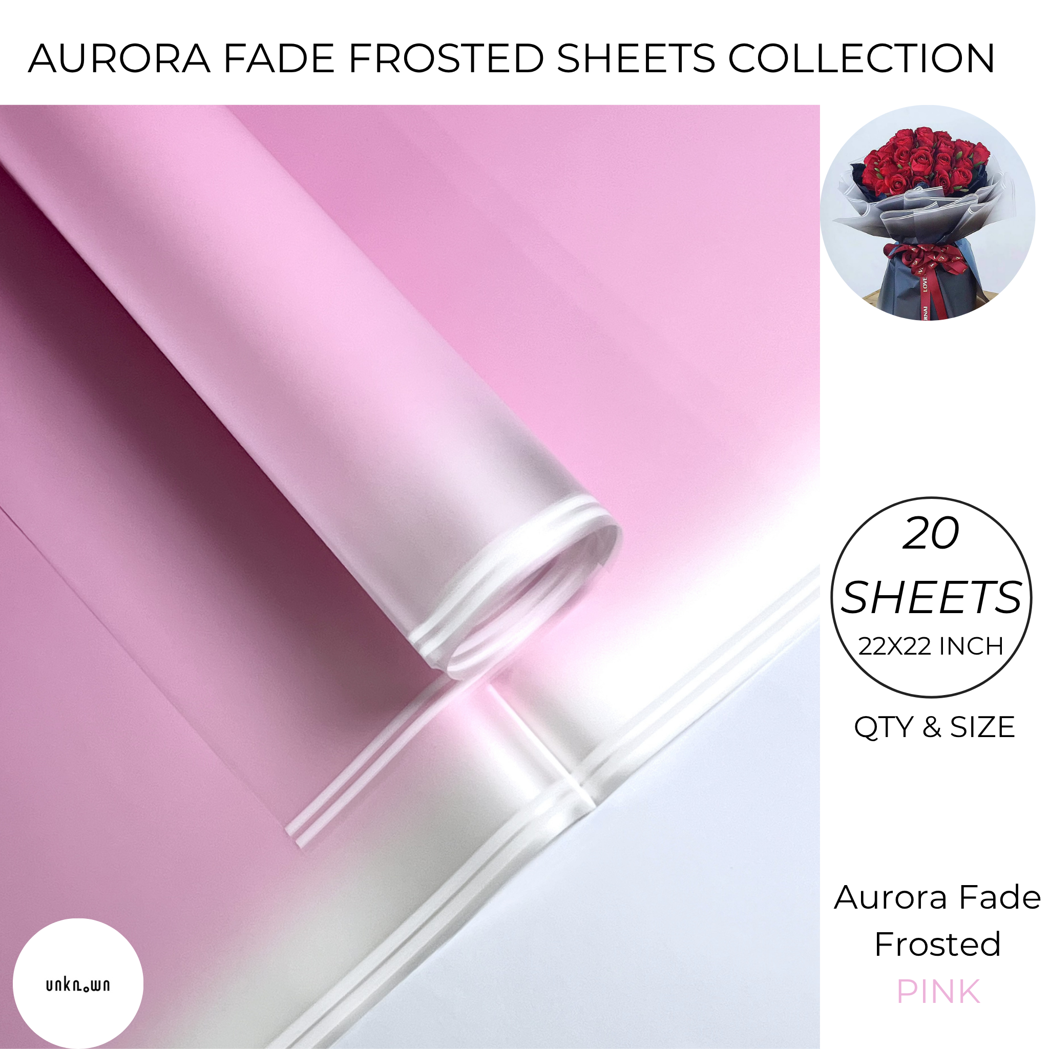 Aurora Fade Frosted Bouquet Wrapping Sheets – Premium Gradient Translucent Floral Wrapping Paper (20 Sheets)