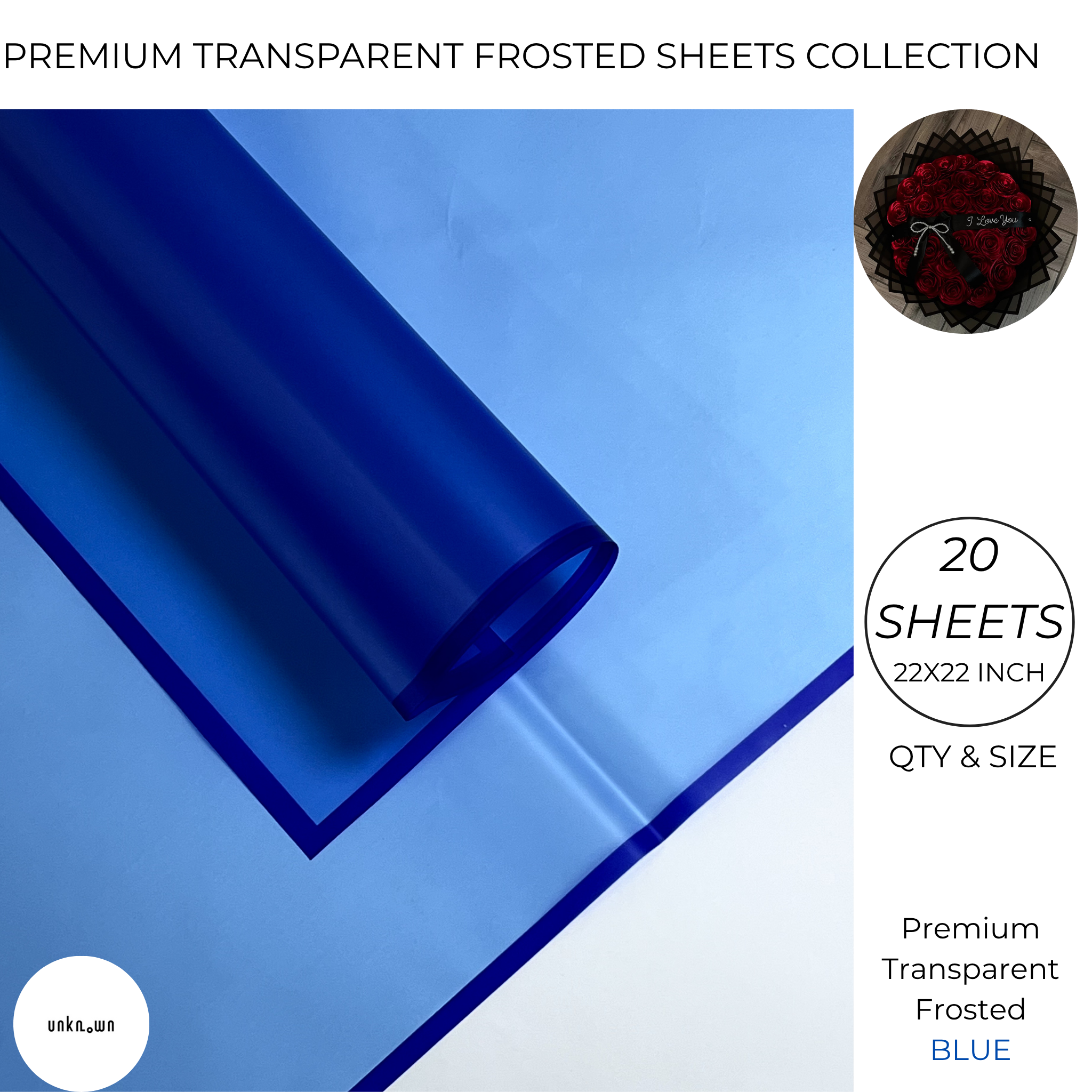 Premium Transparent Frosted Bouquet Wrapping Sheets with Colored Border (20 Sheets Pack) | Flower & Gift Wrapping Paper