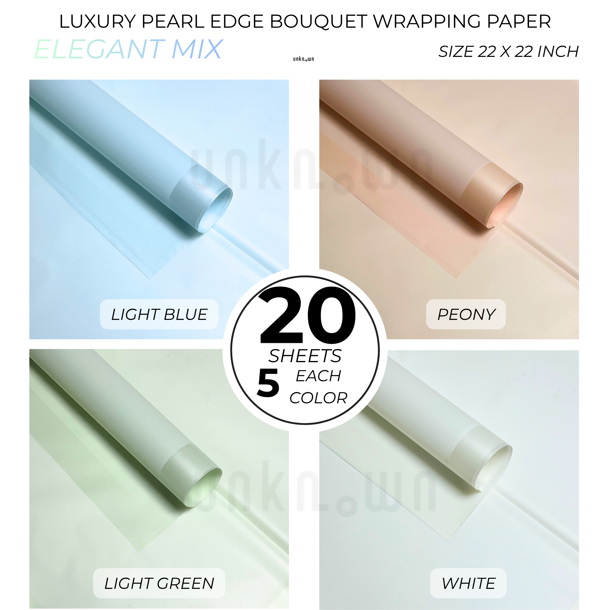 Luxury Pearl Edge Bouquet Wrapping Paper – Premium Matte Translucent Floral Wrapping Sheets for Fresh Flower Bouquets | Pack of 20 Sheets