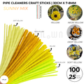 Pipe Cleaners Craft Sticks 100 Pcs Mixed Colors | Velvet Pipe Cleaner (25 Each Color) Chenille Stems 30cm for DIY Crafts, Handmade Flowers, School Projects & Bouquet Decoration