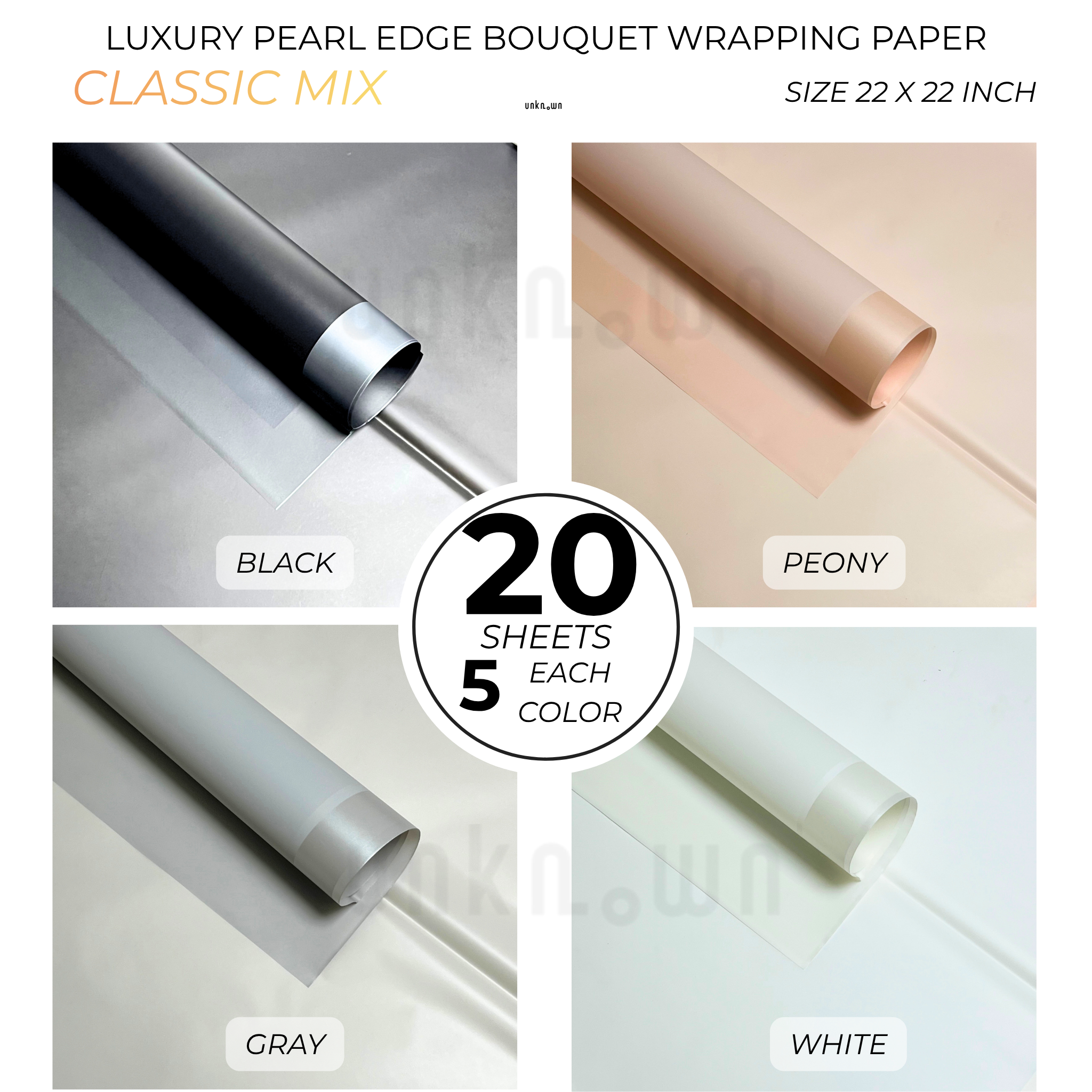 Luxury Pearl Edge Bouquet Wrapping Paper – Premium Matte Translucent Floral Wrapping Sheets for Fresh Flower Bouquets | Pack of 20 Sheets