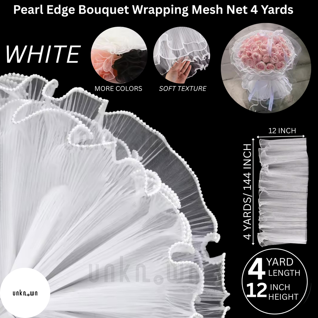 Pearl Edge Mesh Bouquet Wrapping Paper Roll – Korean Flower Wrapping Net Sheet | Wave Mesh Floral Wrap for Bouquets, Gifts & Decorations