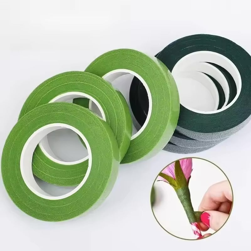 Premium Floral Tape 1.2cm x 25 Yards – Dark Green Florist Stem Wrap Tape for Flower Bouquets, Artificial Flowers, Floral Arrangements & DIY Crafts