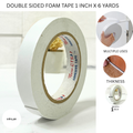 Double Sided Foam Tape 1 Inch x 6 Yards for Crafts, Decoration & Mounting