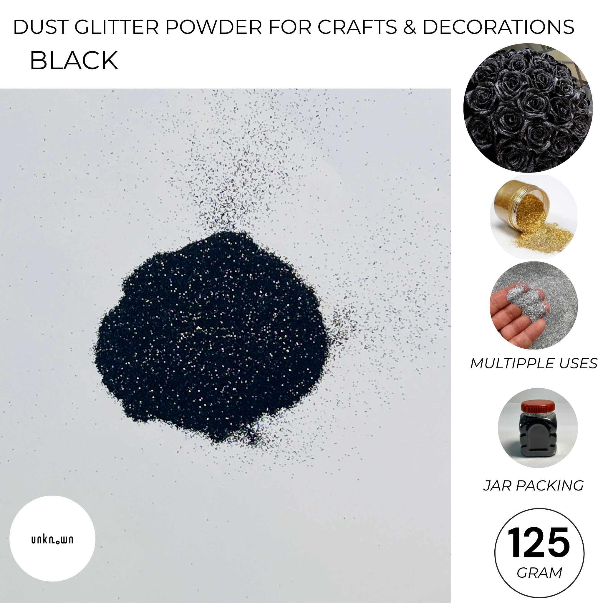 Premium Dust Glitter Powder for Crafts & Decorations (125g Jar Pack)