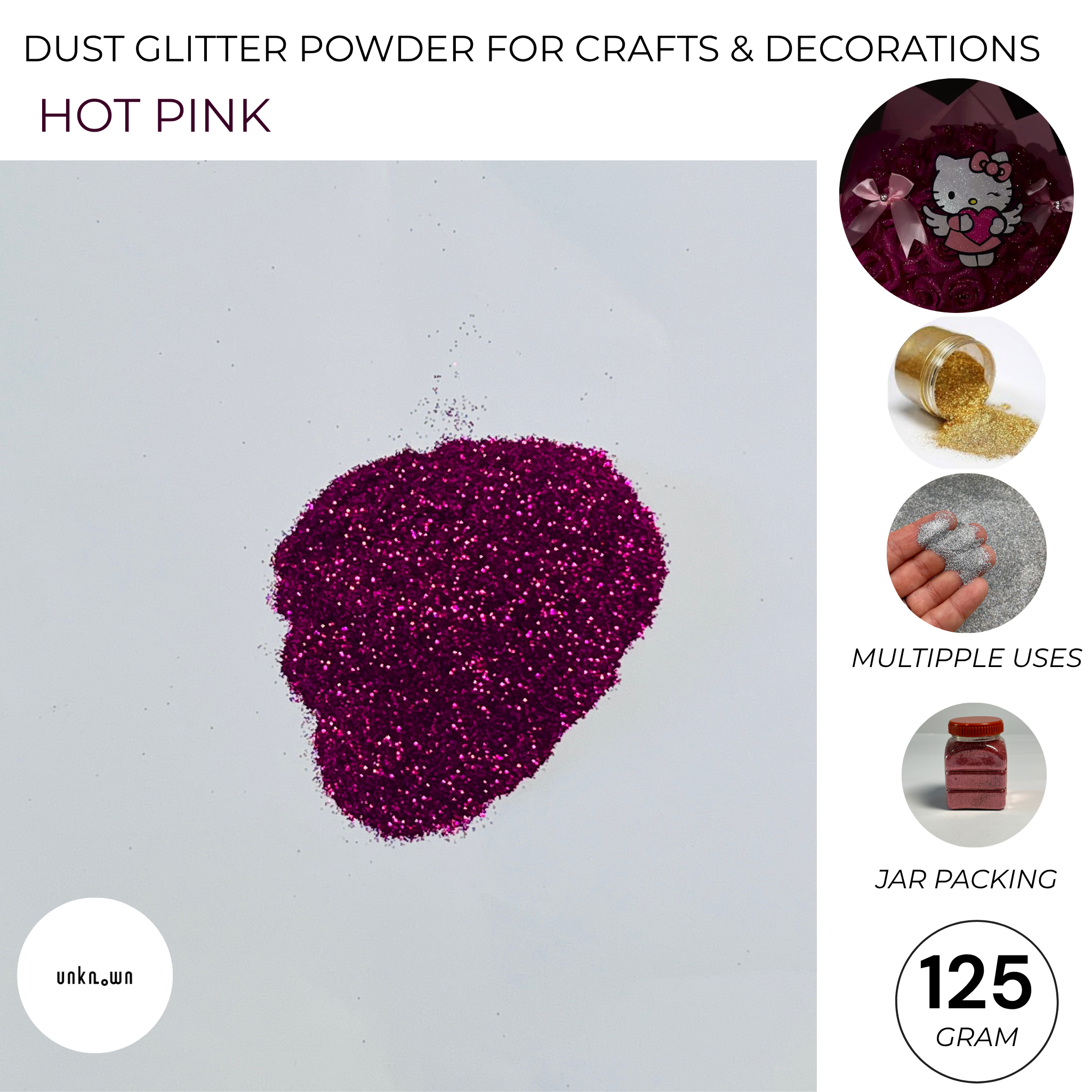 Premium Dust Glitter Powder for Crafts & Decorations (125g Jar Pack)
