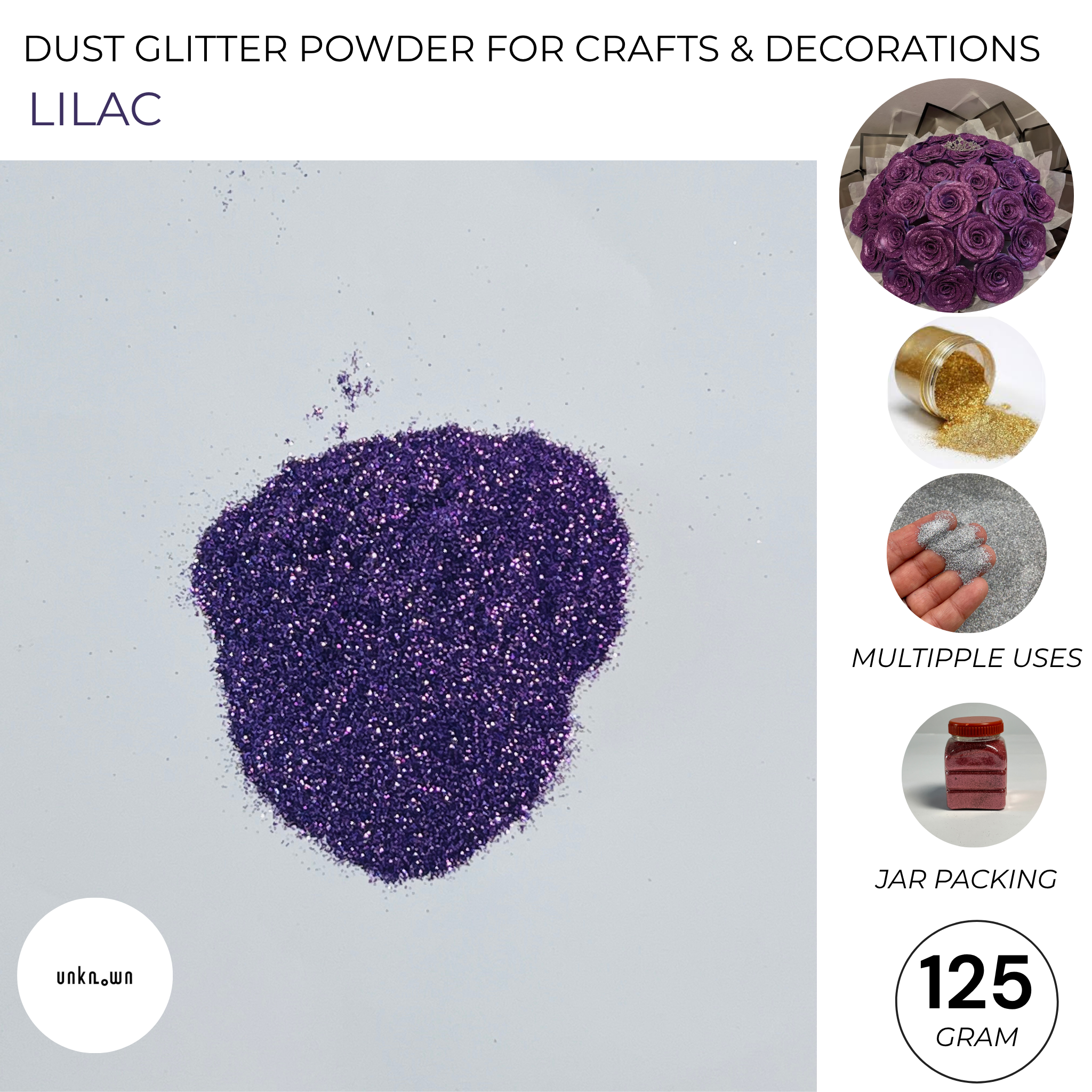 Premium Dust Glitter Powder for Crafts & Decorations (125g Jar Pack)