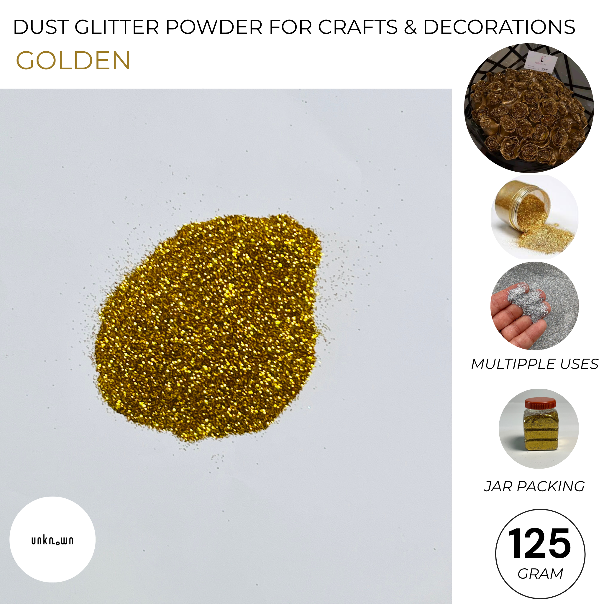 Premium Dust Glitter Powder for Crafts & Decorations (125g Jar Pack)