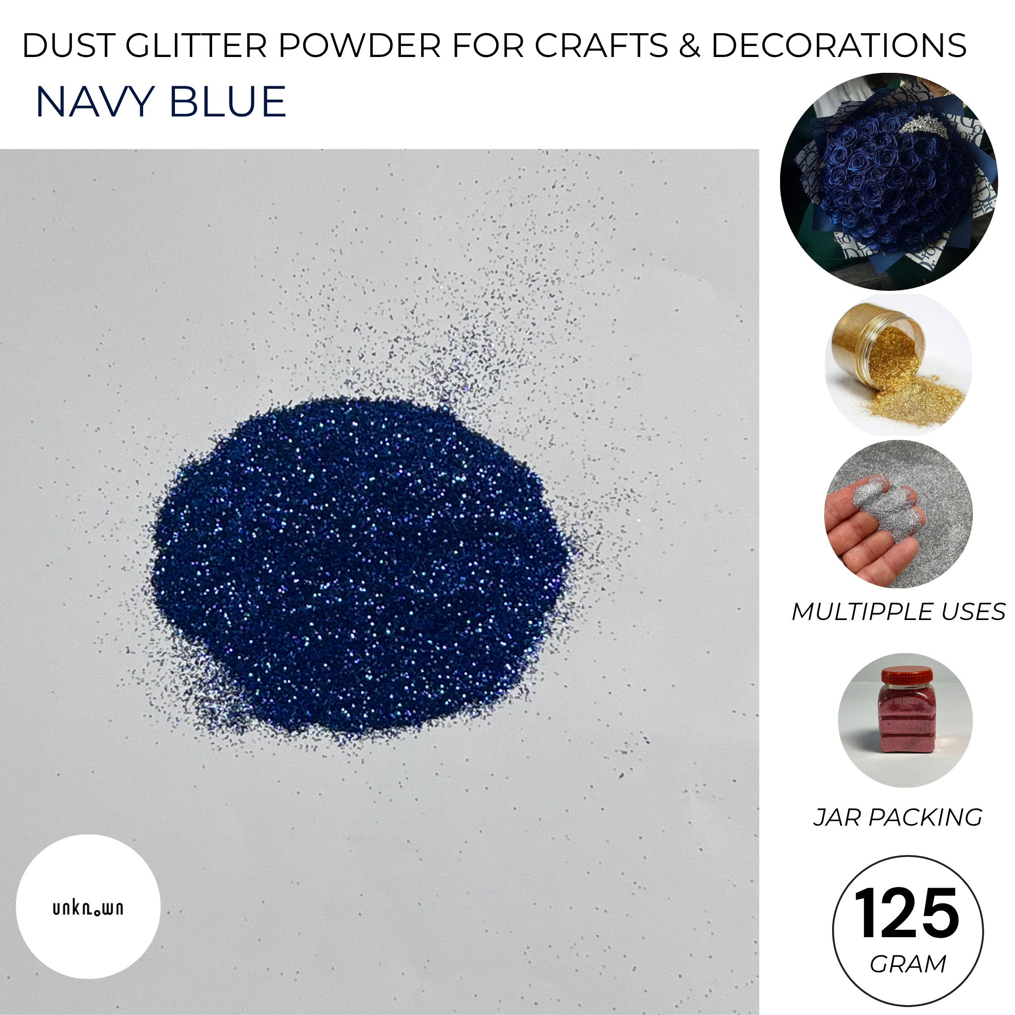 Premium Dust Glitter Powder for Crafts & Decorations (125g Jar Pack)
