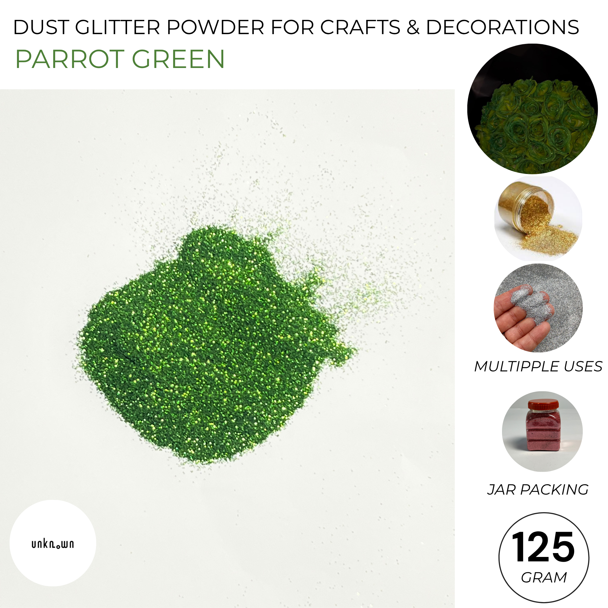 Premium Dust Glitter Powder for Crafts & Decorations (125g Jar Pack)