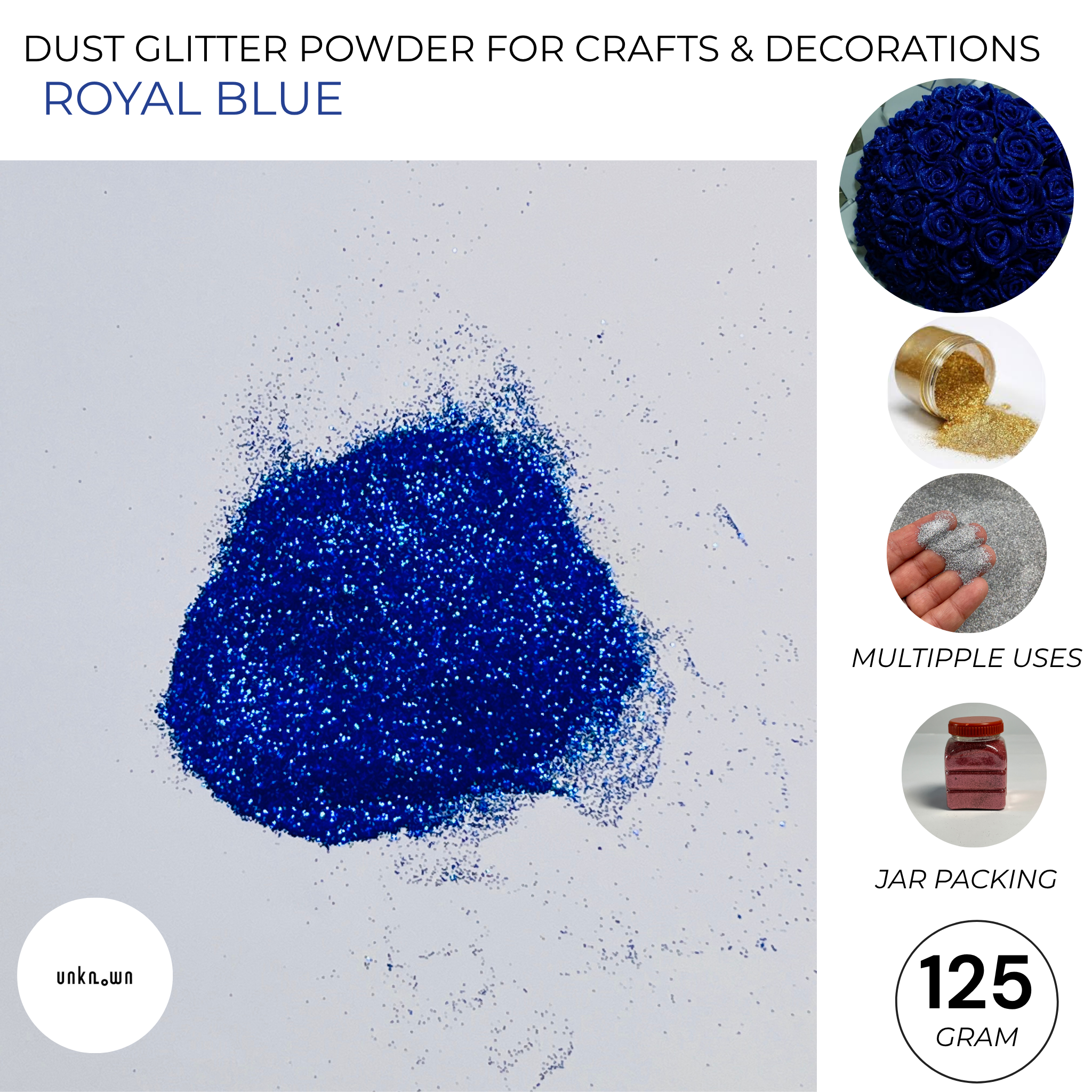 Premium Dust Glitter Powder for Crafts & Decorations (125g Jar Pack)
