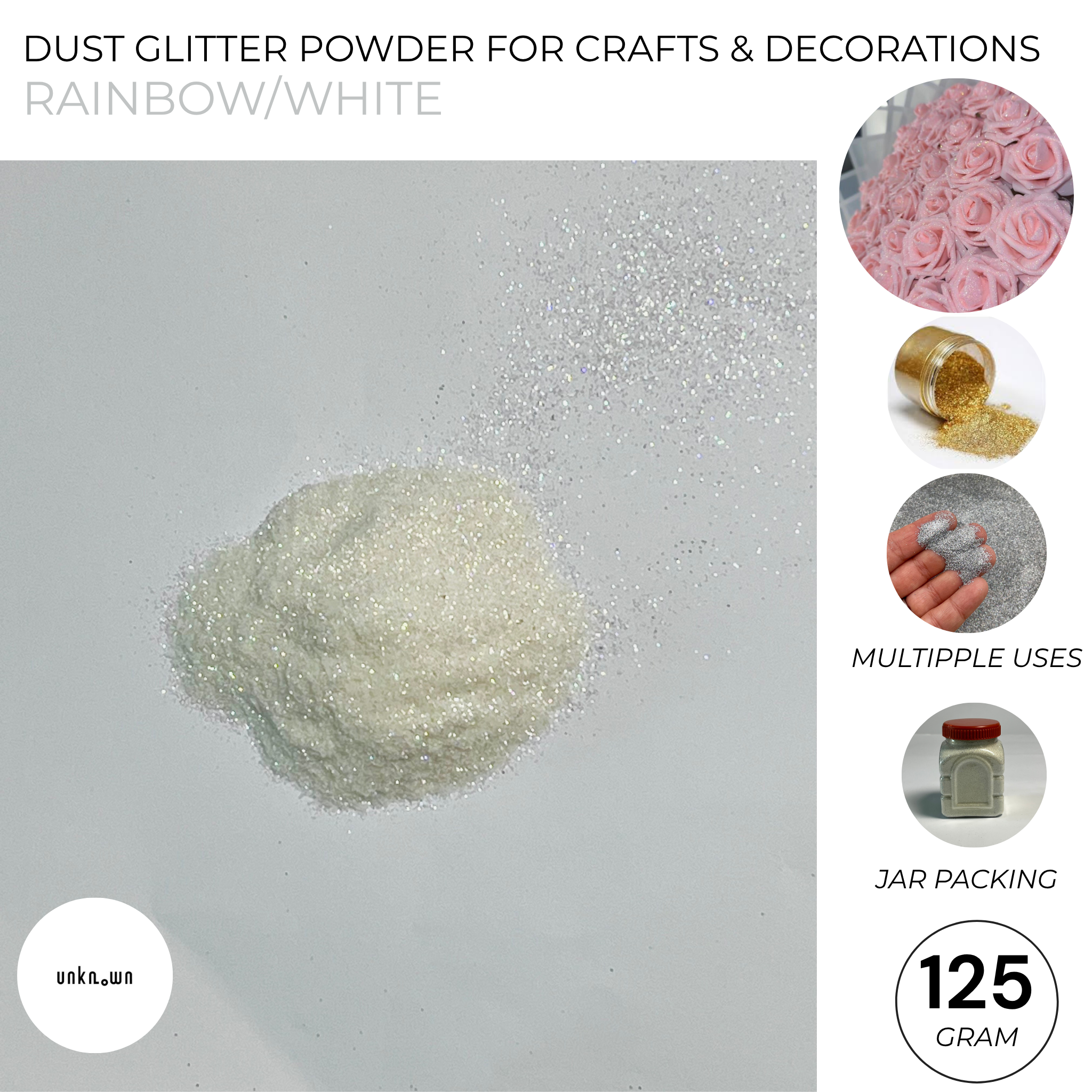 Premium Dust Glitter Powder for Crafts & Decorations (125g Jar Pack)