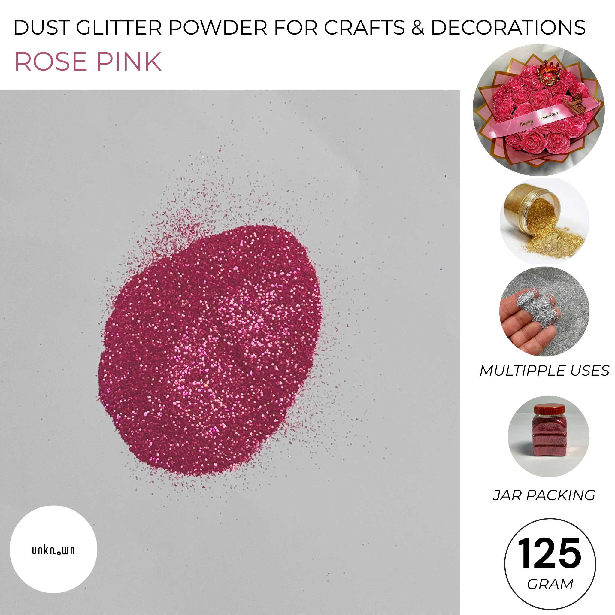 Premium Dust Glitter Powder for Crafts & Decorations (125g Jar Pack)