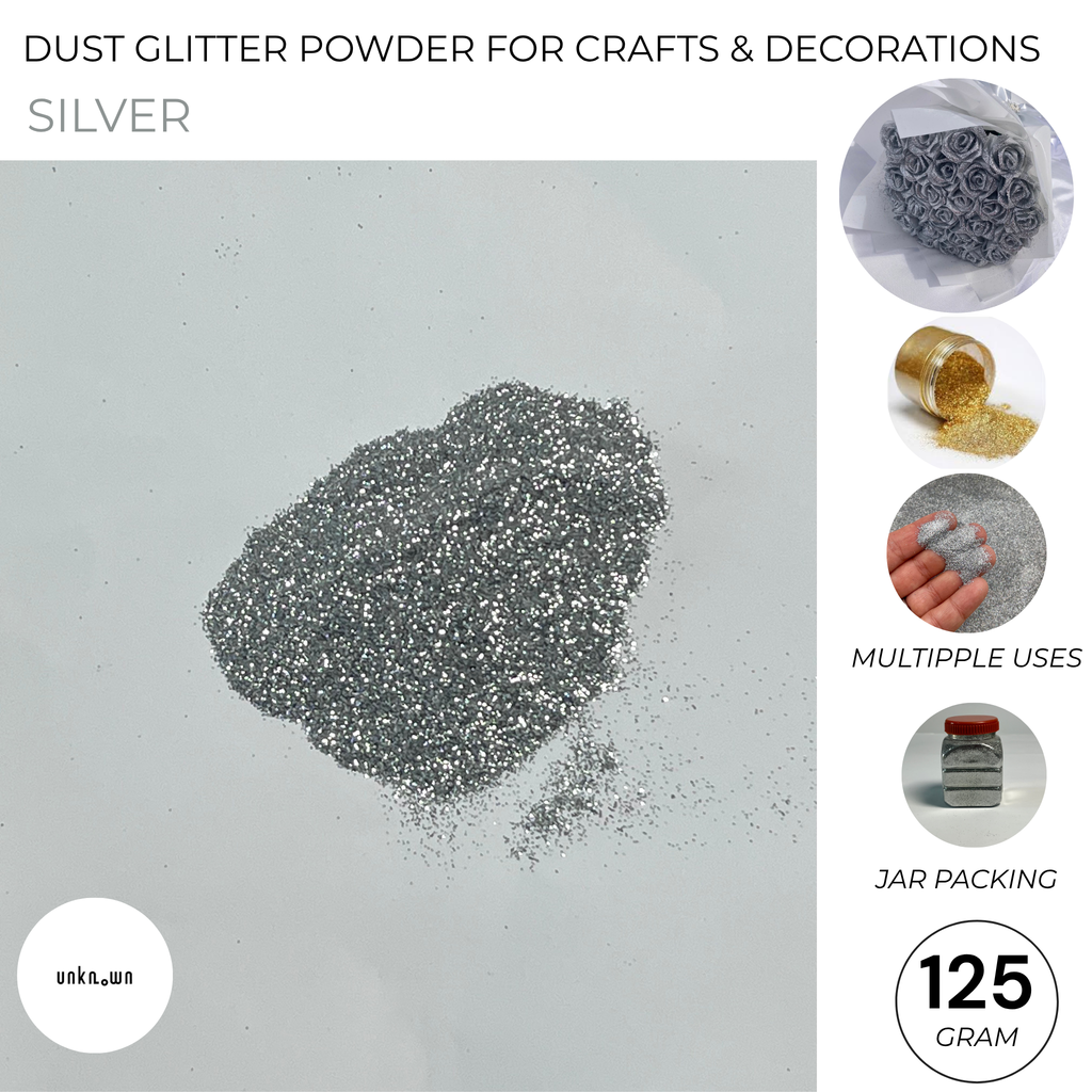 Premium Dust Glitter Powder for Crafts & Decorations (125g Jar Pack)