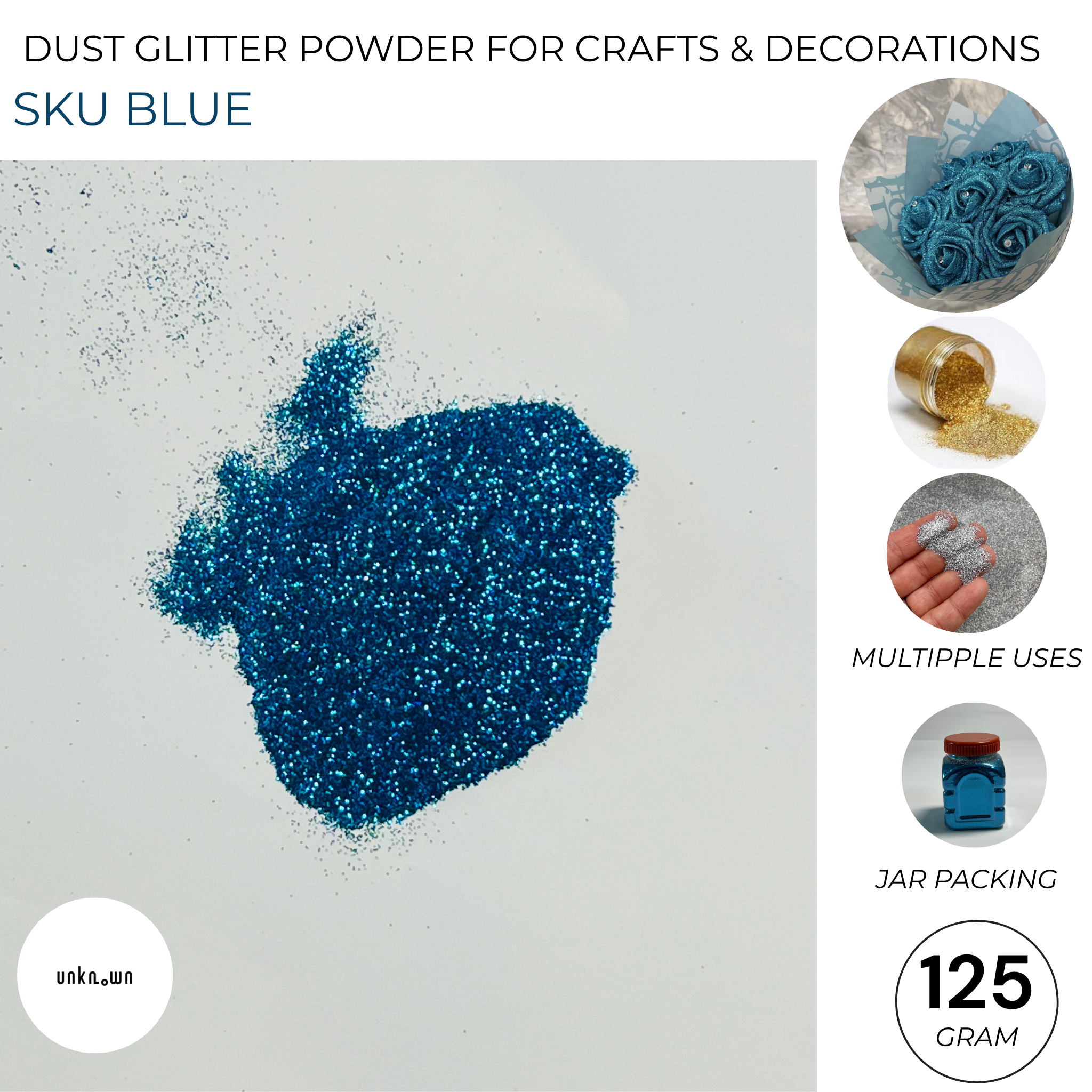 Premium Dust Glitter Powder for Crafts & Decorations (125g Jar Pack)